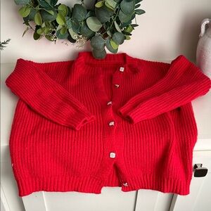 Women's Red Cardigan Sweater